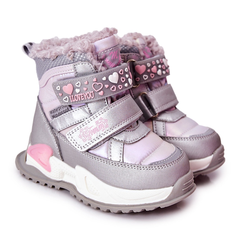 PJ2 Children's Warm Snow Boots Silver-Pink Chilly violet