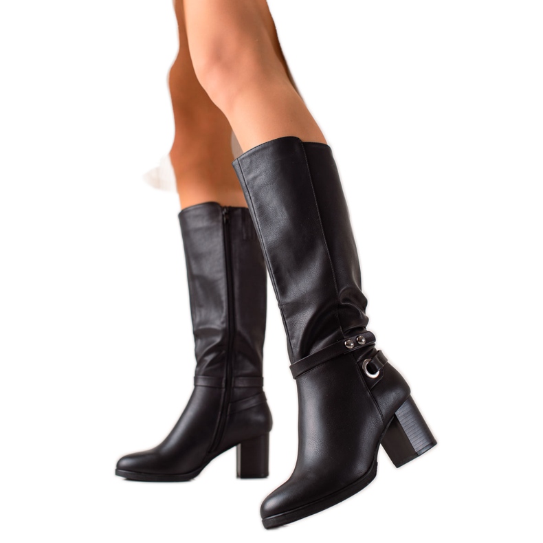 TRENDI Elegant high-heeled boots black TRENDI Elegant high-heeled boots black