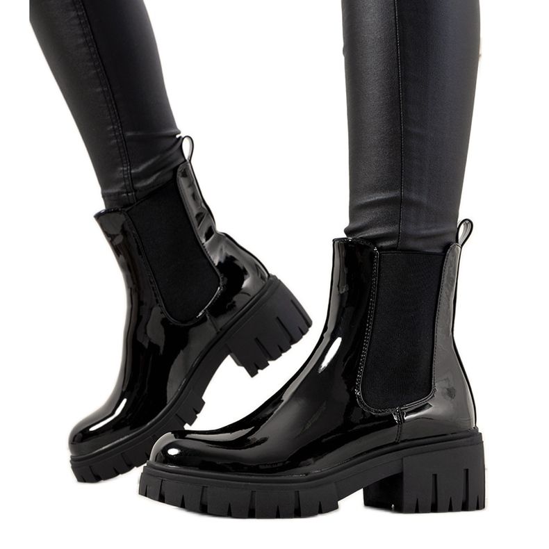 Black patent insulated boots from Campi