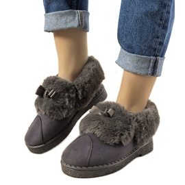 Gray slippers with fur insulated Valle grey
