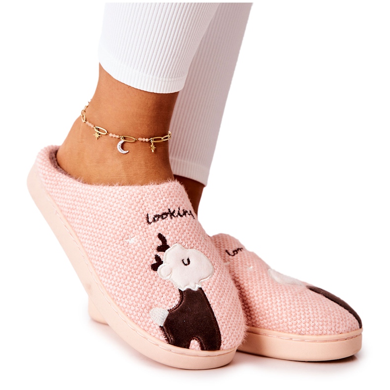 Warm slippers Reindeer Light pink Jilly brown Warm slippers Reindeer Light pink Jilly brown