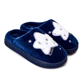 WJ1 Children's Warm Slippers Navy Blue Nella white