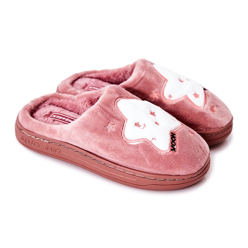 WJ1 Children's Warm Slippers Stars Dark pink Nella white