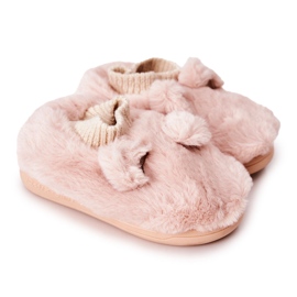 Warm Slippers With Ribbed Light pink Dessi beige