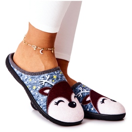 Reindeer Blue Taffy Warm Slippers