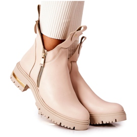 PA2 Warm Boots With A Cut Beige Crolisia