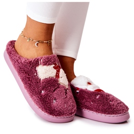 WJ1 Christmas Slippers Santa Claus And Violet Reindeer purple