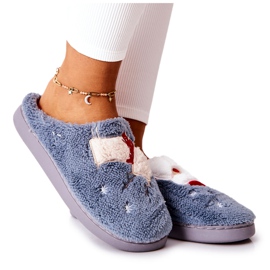 WJ1 Christmas slippers Santa Claus and gray reindeer grey