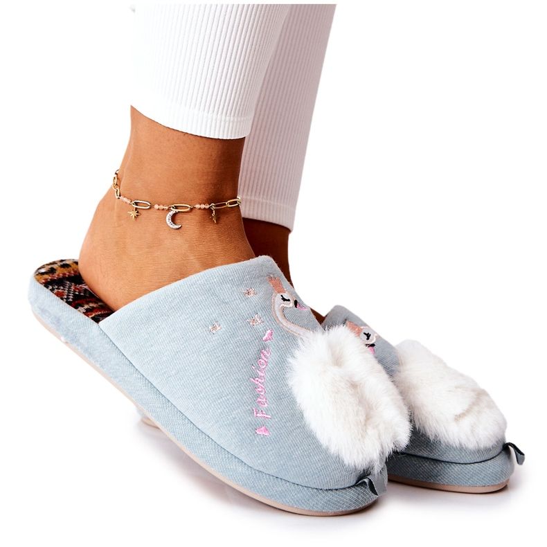 Warm slippers Blue Rey's swan