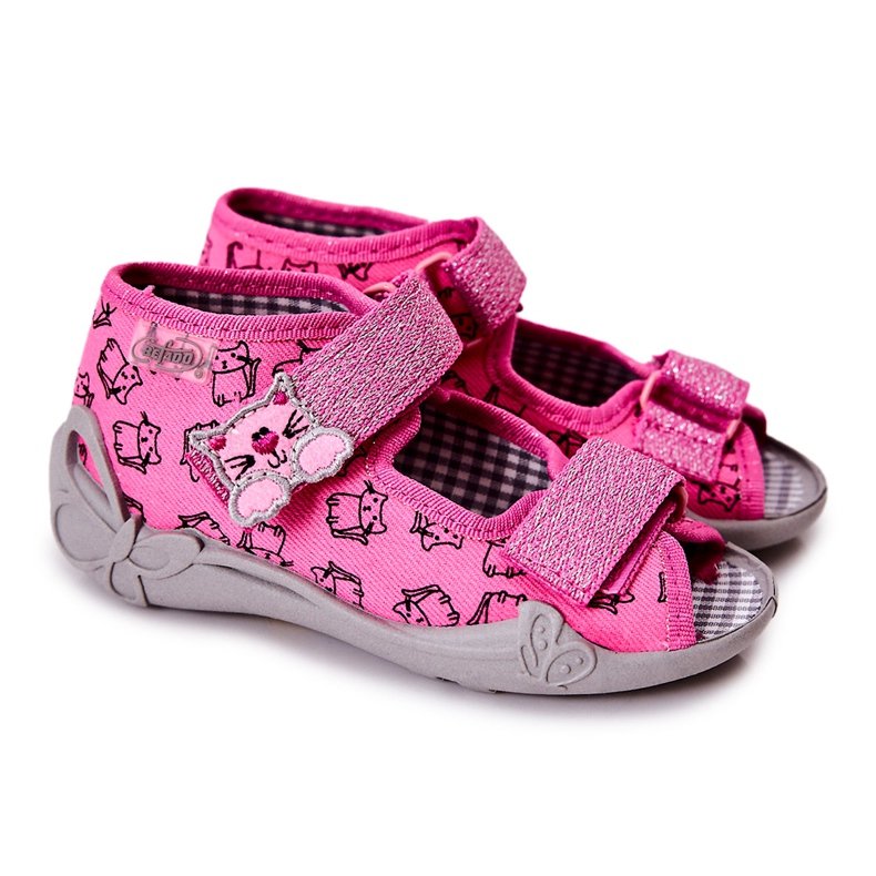BEFADO S.A. Sandals Slippers Befado Velcro Cats 242P103 Pink