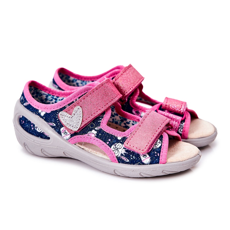 BEFADO S.A. Befado Sandals With Velcro 065X151 Navy Blue-Pink