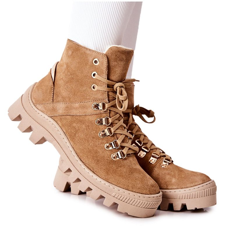 PF1 Warm Suede Boots Beige Sandstorm brown