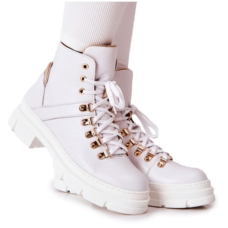 PF1 White Brescia leather insulated boots