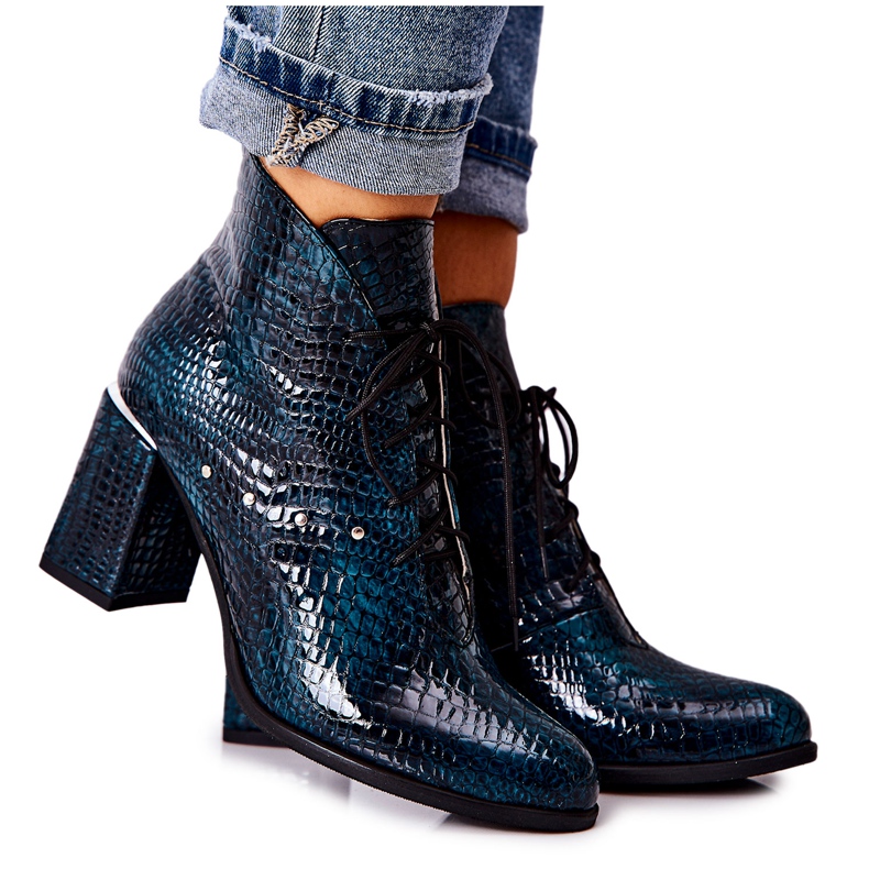 PA2 Women's Leather Boots On A Heel Green Neliko