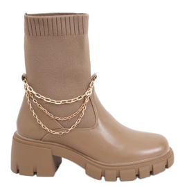 Boots with a sock upper from Grace Khaki Boots with a sock upper from Grace Khaki