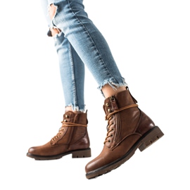 Evento Casual Lace-up Brown Ankle Boots