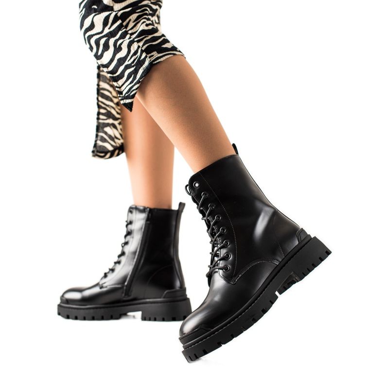 Bona Lace-up Workers With Eco Leather black Bona Lace-up Workers With Eco Leather black