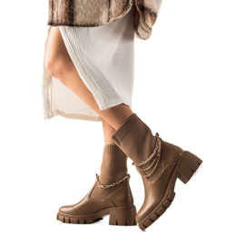 Ideal Shoes Fashionable Jodhpur boots with a chain brown Ideal Shoes Fashionable Jodhpur boots with a chain brown