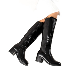 Laura Mode Boots Of Eco Leather With Decorative Zipper black