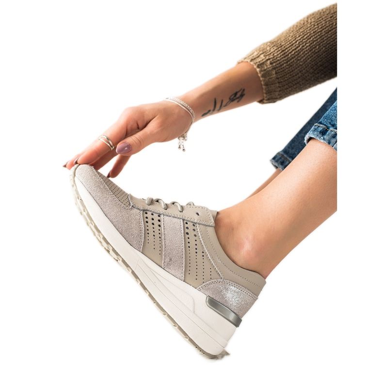 Evento Leather Silver Sneakers beige
