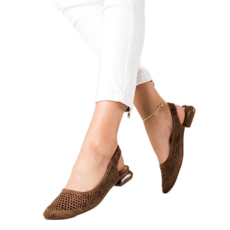 M.Daszyński Openwork Shoes With An Exposed Heel brown