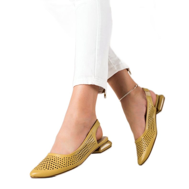 M.Daszyński Openwork Shoes With An Exposed Heel yellow
