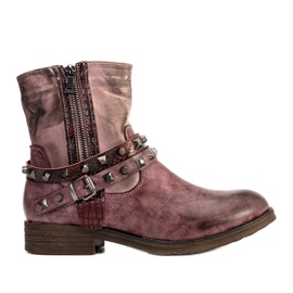 Red Elffie studded ankle boots claret brown Red Elffie studded ankle boots claret brown