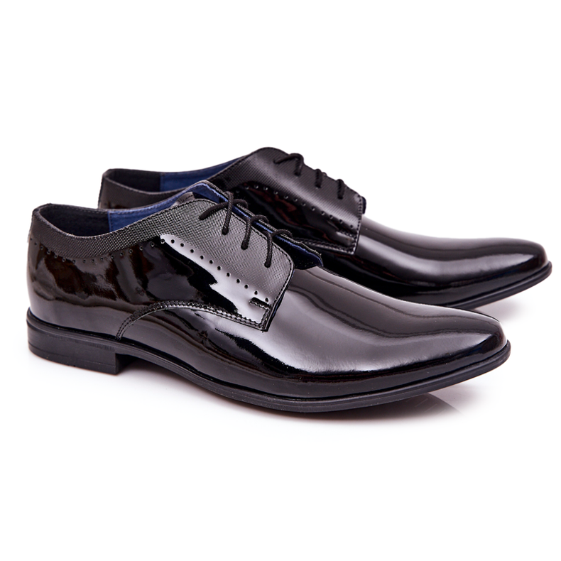 Bednarek Polish Shoes Elegant Lacquered Leather Shoes Bednarek 724 Black
