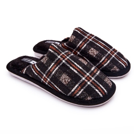 WJ1 Men's Warm Brown Checked Whisper Slippers beige