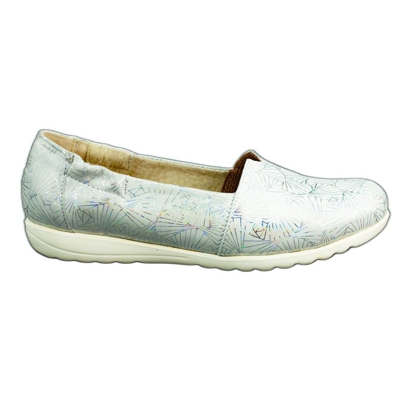 Saway Women's leather ballerina shoes 2107 white multicolored