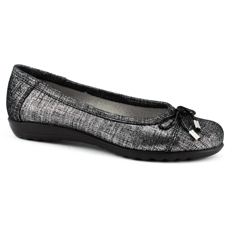 Saway Women's ballerina with a bow 2105 black silver