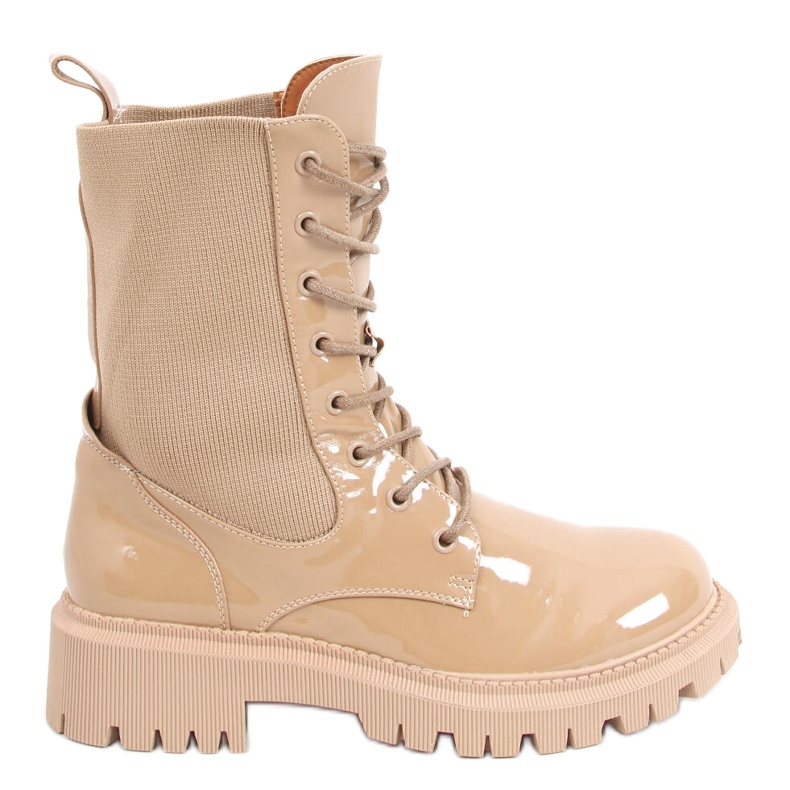 Military boots with a sock upper Sanna Khaki beige
