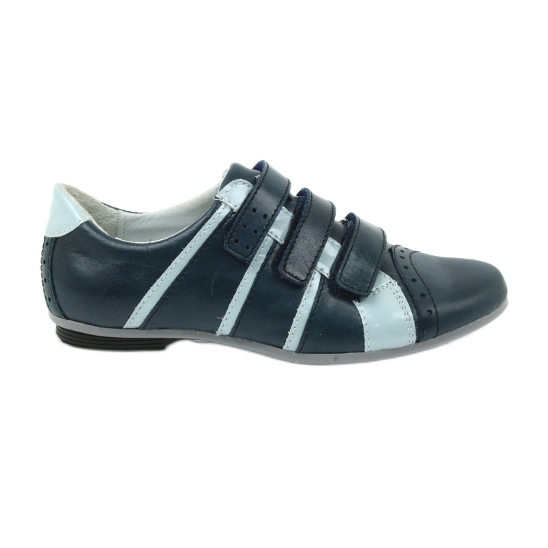 Mido leather leather shoes for Velcro Mido navy blue