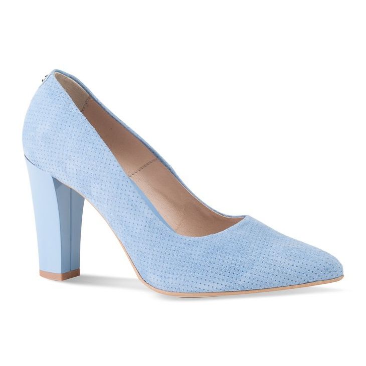 Marco Shoes Blue suede leather pumps with 3D dots Marco Shoes Blue suede leather pumps with 3D dots