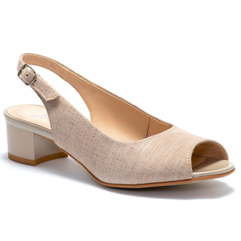 Marco Shoes Beige sandals 0891P with silver plaid Marco Shoes Beige sandals 0891P with silver plaid
