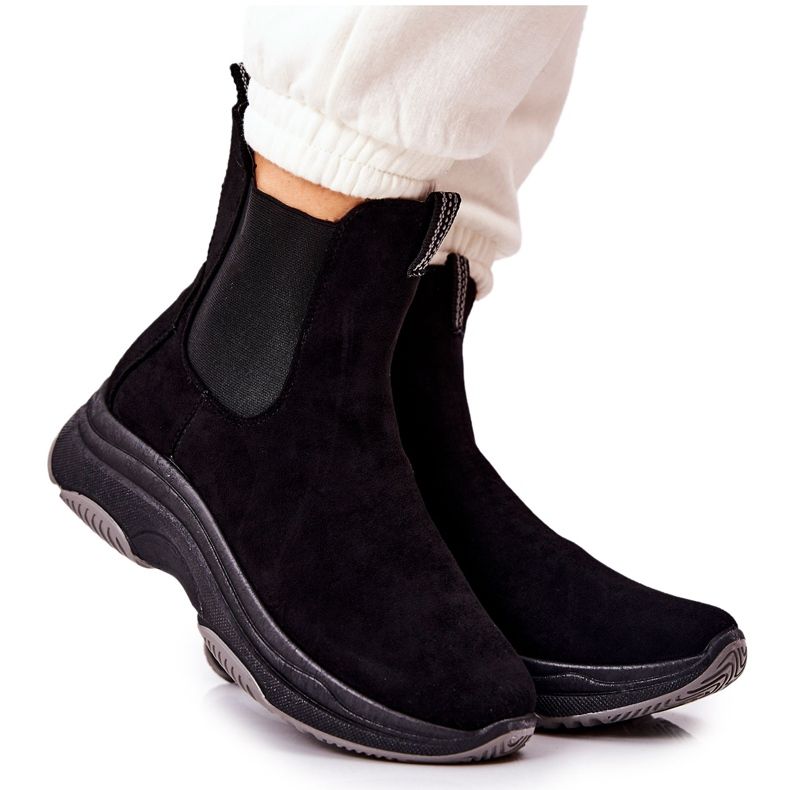 WS1 Black Nicci Suede Platform Boots