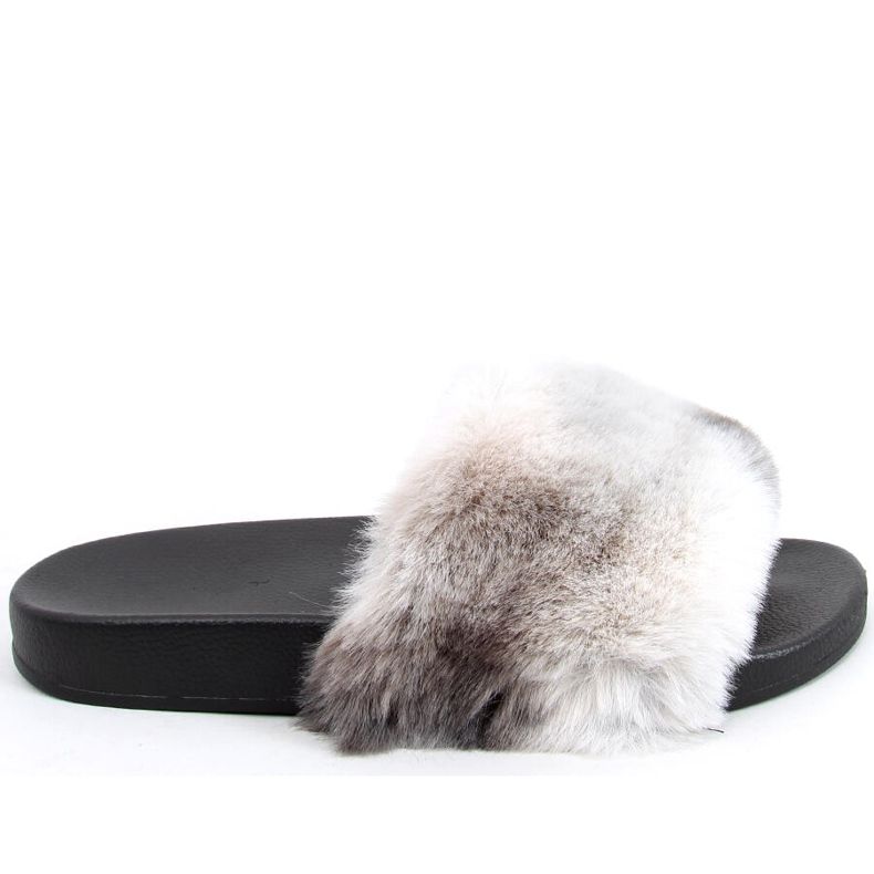 Emy Black ombre fur slippers grey