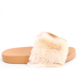 Emy Camel ombre fur slippers beige brown