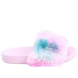 Emy Pink ombre fur slippers purple blue