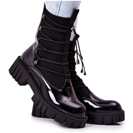 PL4 Lacquered Boots Workers With a Sock Black Connor PL4 Lacquered Boots Workers With a Sock Black Connor
