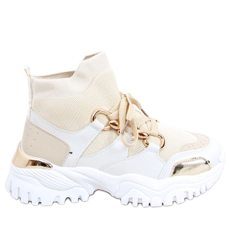 Tergo Beige high-top sneakers white golden