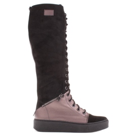 Marco Shoes Lace-up boots with decorative zippers brown black Marco Shoes Lace-up boots with decorative zippers brown black