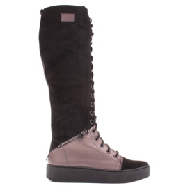 Marco Shoes Lace-up boots with decorative zippers brown black