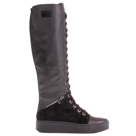 Marco Shoes Lace-up boots with decorative zippers black Marco Shoes Lace-up boots with decorative zippers black