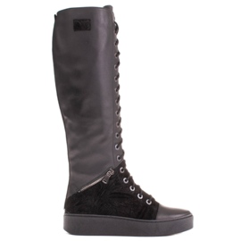 Marco Shoes Lace-up boots with decorative zippers black