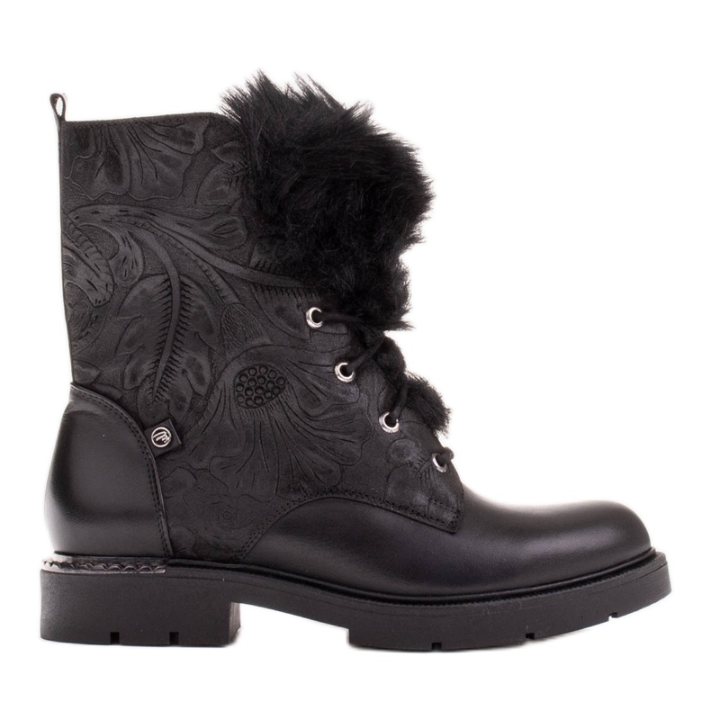 Marco Shoes Boots in embossed leather and fur black