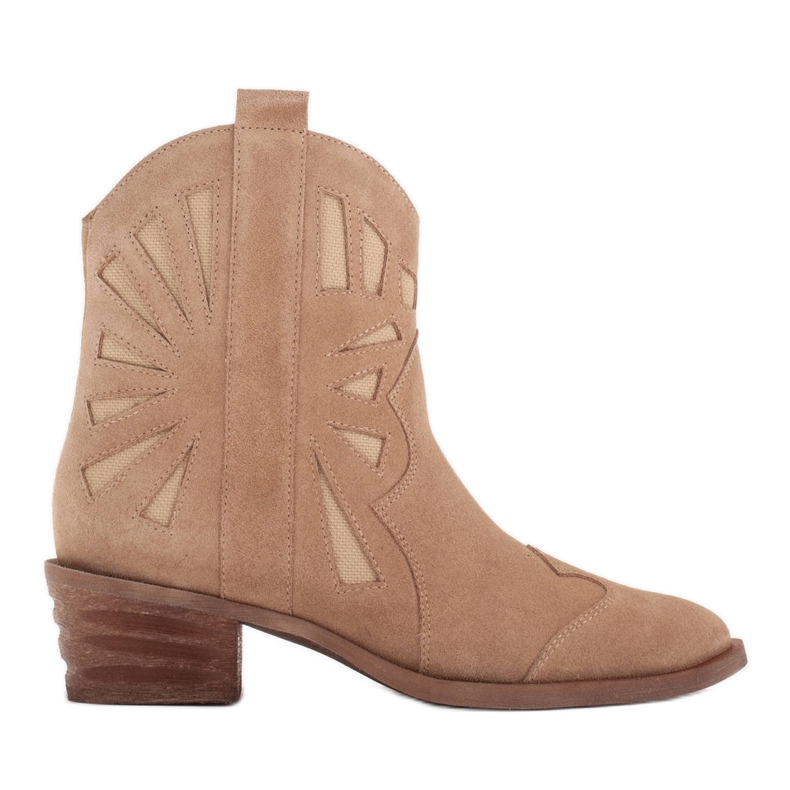 Marco Shoes Natural suede cowboy boots beige