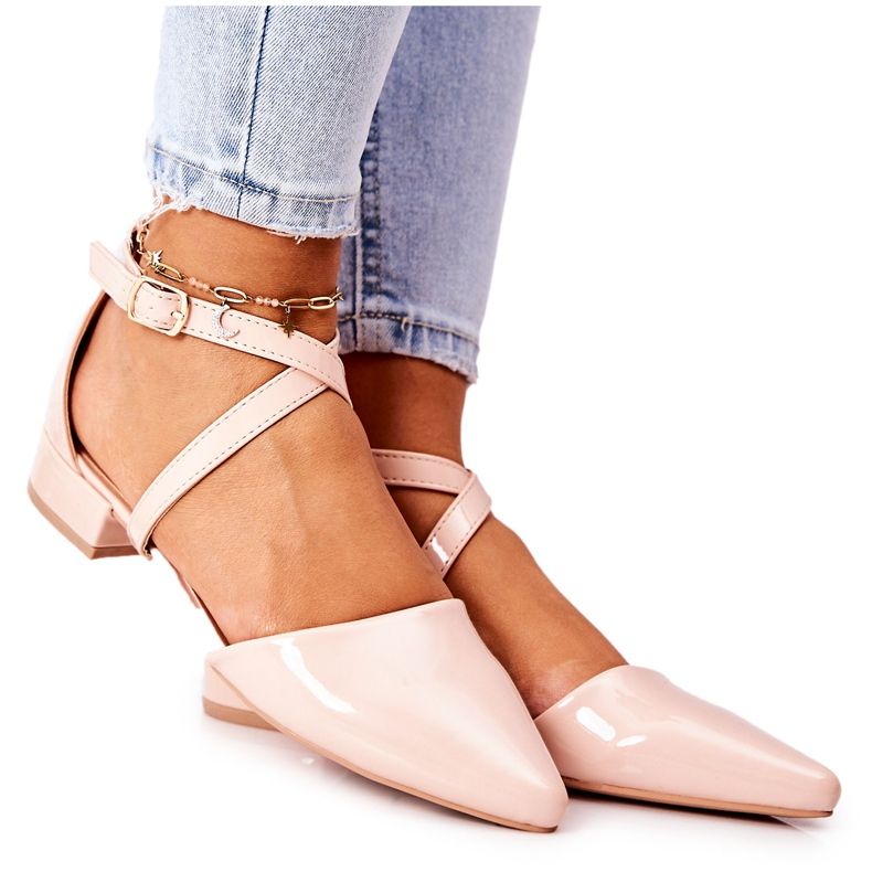 WS1 Patent Pumps On Low Heels Beige Giovanna