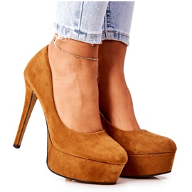 Classic Suede Heels On Camel Silly Platform brown Classic Suede Heels On Camel Silly Platform brown