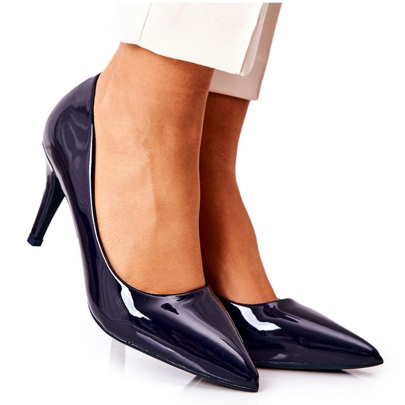 WS1 Classic Lacquered Pumps Stilettos Navy Blue Elinne WS1 Classic Lacquered Pumps Stilettos Navy Blue Elinne